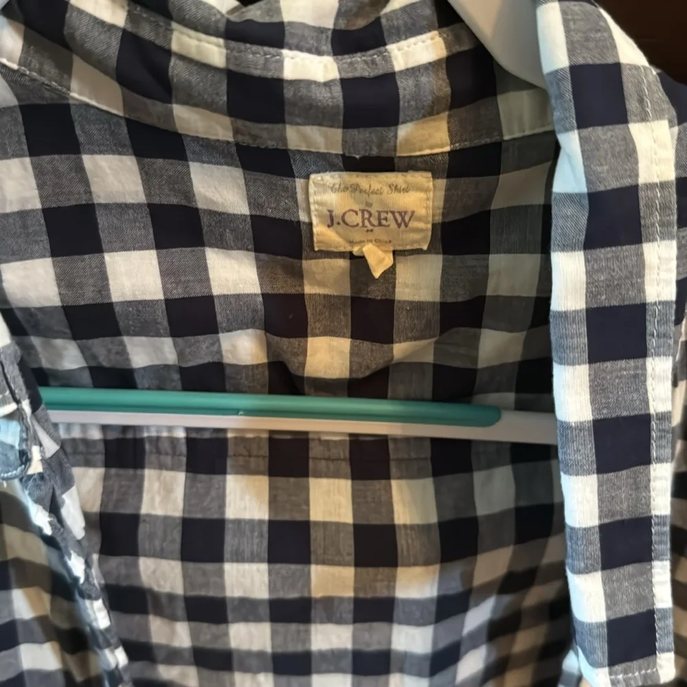 J. Crew Black and White Gingham Button-Down Shirt